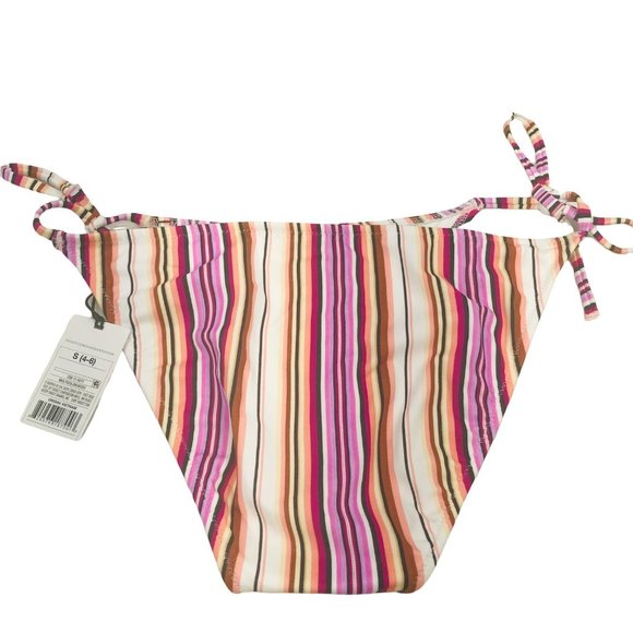 Shade And Shore Women's Sz Small Side Tie Hipster Bikini Swim Bottom Striped New - Picture 2 of 9